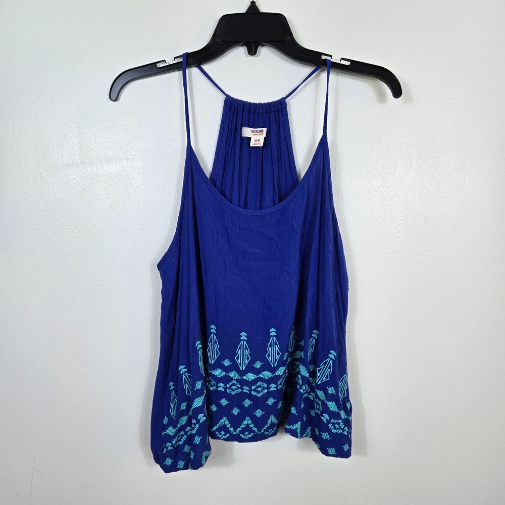 Mossimo Supply Womens Royal Blue Aqua Embroidered Festival Camisole Top Medium